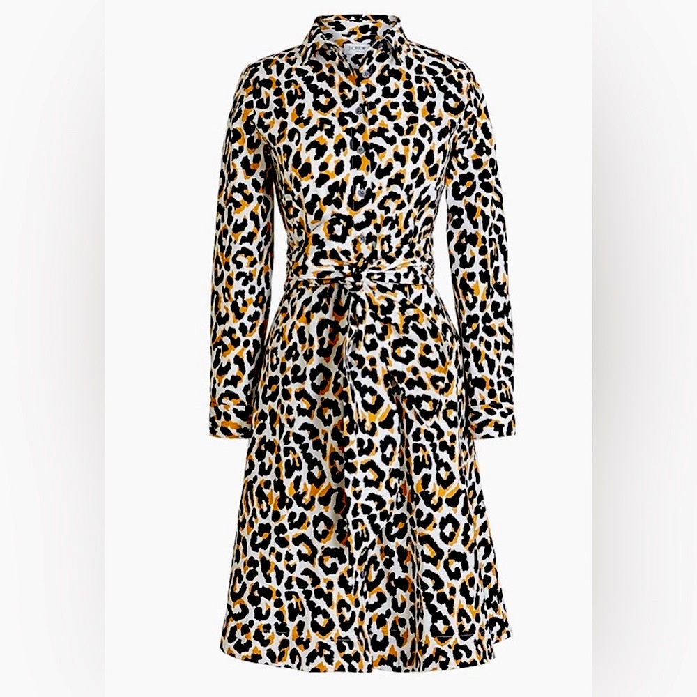 J. Crew Animal Print Long Sleeve bottom down Dress